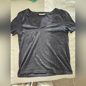 MANGO V-neck Black Tee XXS